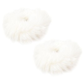 scrunchies,headbands,hair bands,mature hair ornaments,2 PCS furry hair scrunchies,any rabbit fur scrunchies,elastic hair tie fluffy ponytail holder for women or girls