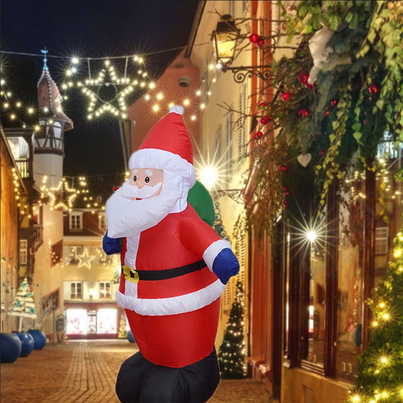 Christmas Inflatable Lights Blow Up Santa Gift Box with Bright