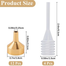 GORGECRAFT 12Pcs 0.8x0.7 Inch Gold Mini Aluminum Funnel Metal Essential Oil Funnels with 4Pcs Clear Small Pipette Mini Dropper for Filling Small Bottles or Containers Atomizers Perfume Liquid