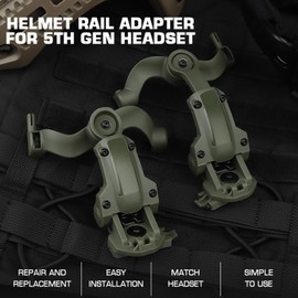 Fast Helmet ARC Rail Adapter Tactical Pickup Headset Suspension Headphone Holder Multi-Angle Rotation for Ops Core ARC & Team Wendym-LOK Rail, Hunting Earmuff Support (OD)