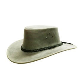 Cowboy Outdoor Leather Hat with Braided Hat Band in Grey and Black, Sizes S and XXL, gray