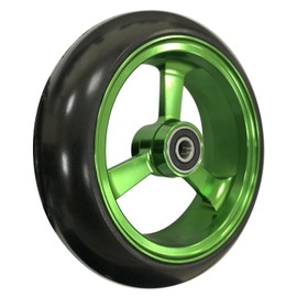 RIANTWHEEL, 4 X 1.0 inch, Solid, PU Wheels, Wheelchair Casters, Aluminum Rim, one Pair (Green)
