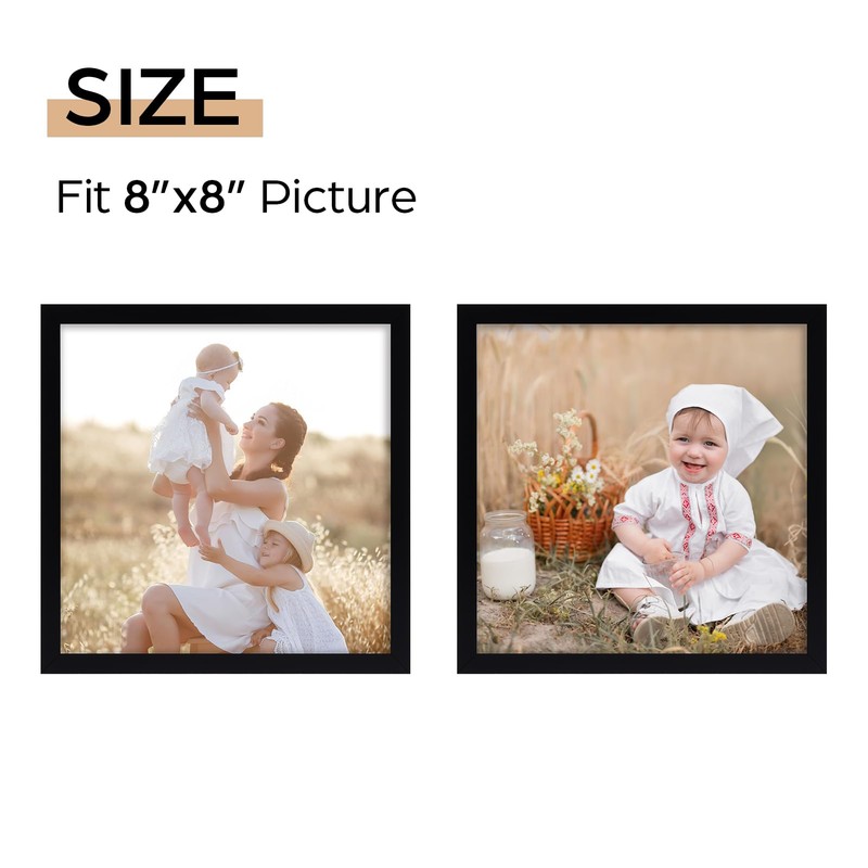 Giftgarden 8x8 Picture Frame Black, 8 by 8 Thin Square