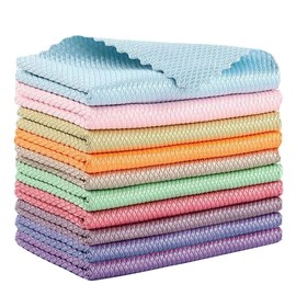 Amersis 10Pack Nanoscale Cleaning Cloth, Easy Clean Cloth, Microfiber Cleaning Cloth, 11.8 x 11.8 Nanoscale Streak-Free Cleaning Cloths Reusable Lint Free Cloth for Auto , Glasses, Dishes
