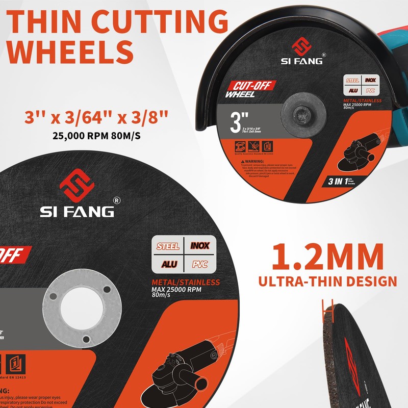 50 Pack 3 inch Cut Off Wheels 3/8'' Arbor Cutting