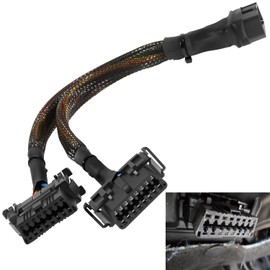 mooncar B6 OBD II Splitter Extension Cable 16 Pin 12 Inch 1 Male and 2 Female Extension Cable Adapter Y Cable Adapter