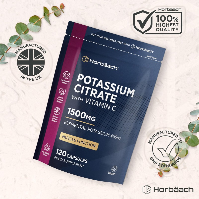 Potassium Supplement High Strength 1500mg with Vitamin C | Electrolyte