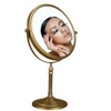 Leyden Antique Brass Makeup Mirror, 3X Magnifying Vanity Mirror Tabletop