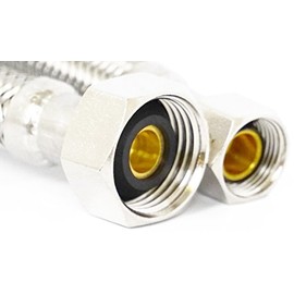 LASCO 10-0245 3/8-Inch Female Compression by 1/2-Inch Female Iron Pipe by 24-Inch Flex Stainless Steel Braided with Poly Inner Core Water Supply