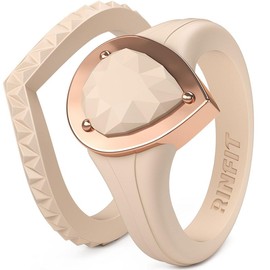 Rinfit Silicone Rings for Women - New Metal-Framed with Stackable - Silicone Diamond Rings Wedding Bands Women:_Black Metal Light Rose Gold_9