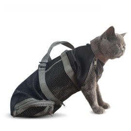 Cinf Cat Nail Clipping Cleaning Grooming Restraint Bag No Scratching Biting for Bathing Nail Trimming Injecting Examining(Black,M)