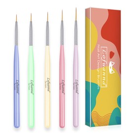 Lofuanna Nail Art Liner Brushes Set 5PCS UV Gel Polish Painting Acrylic Nail Brushes Nail Art Design Tools Drawing Pens for Home Use and Professional Nail Salon Sizes 7/9/11/15/20mm