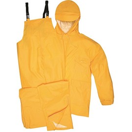 Gempler's Sugar River Rain Jacket and Bibs, PVC-on-Nylon, Yellow, Size Large