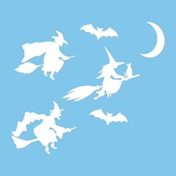 Autodomy Witches Moon Bats Stickers, Pack of 6, Car Sticker