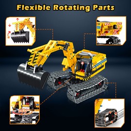 VATOS Technik Excavator Toy Robot 2-in-1 Toy Construction Kits for Children from 6 7 8 9 10 Years Boys STEM Crane Toy Caterpillar Excavator & Robot 342 Pieces Gift