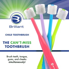 Brilliant Oral Care Child Toothbrush with Soft Bristles and Round Head, for a Kid Approved, Easy to Use All-Around Clean Mouth, Ages 2-5 Years, Sky Blue, 1 Pack