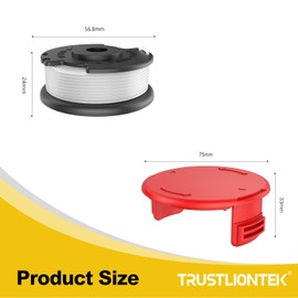 TRUSTLIONTEK Thread spool, for Einhell cordless grass trimmer GE-CT 18/28 Li and GE-CT 18/28 Li TC, for Einhell replacement thread spool TLE-03, spool cover TLE-03-1 (4 thread spools + 1 spool cover)