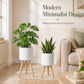 2-Pack Ceramic-Look Metal Planters for Indoor Plants