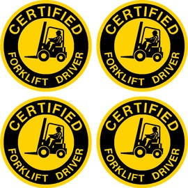 Certified Forklift Driver Hard Hat Hardhat Decal Sticker Placard 2" W X 2" H - Sold in Package of 4