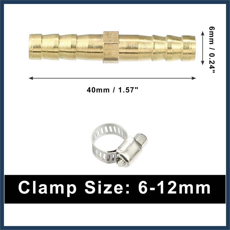 INFINAUTO 1 Set 6mm Copper Hose Barb Fitting Connector with