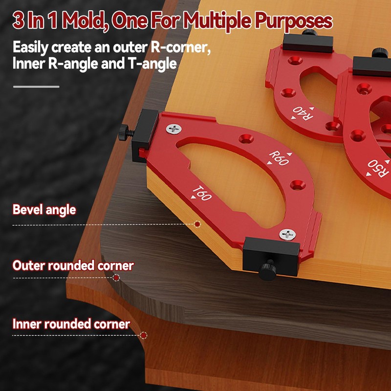 7pcs Corner Radius Template Radius Jig Router with Removable Clip