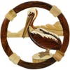 Old Glory Round Pelican Wooden Wall Hanging
