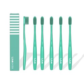 LiveOrals Ultra-Fine Bristle Toothbrush (Pack of 6) – Triangle Head Manual Toothbrush with 0.017mm Soft Bristles & Ergonomic Thumb Grip for Gentle and Precise Cleaning, Mint Color