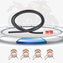 Petrol Hose Filter, Petrol Hose 6 mm Inside, 6 mm Fuel Filter, 1/4 Inch Scooter Square Fuel Filter + Fuel Hose + Cable Clamp Set High Performance for Motorcycles and Engine Roller