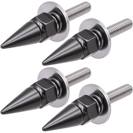 MEAJOO 4Pcs Spike License Plate Screw Fasteners Kit, Decorative Anti-Theft Stainless Steel & Aluminum Alloy Frame Bolts Fits Most Vehicles, Trucks, and Motorcycles(Gray)