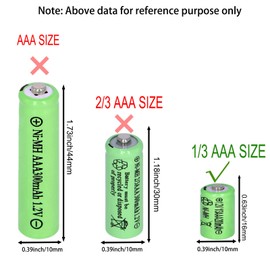6 Packs 1/3aaa 200 mah 1.2v NI-MH Rechargeable Battery for Outdoor Solar Garden Art Light Battery (Not AAA Standard Size Batteries, 1/3 The Size of AAA Batteries)