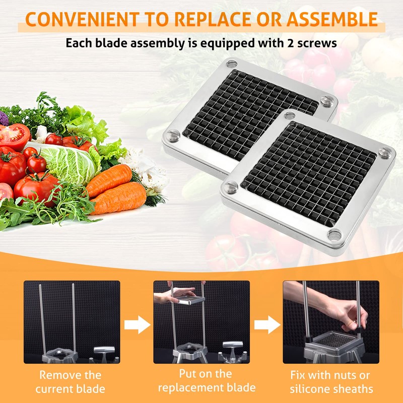 WICHEMI Dicer Blades Commercial Vegetable Chopper Dicer Blade Replacement Stainless