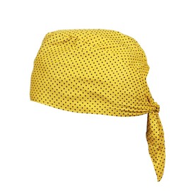 BISMAADH Bamboo Cotton Polka Dot Printed Patka Durag Headcover Skull Cap (Yellow)