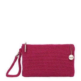 The Sak Vita Wristlet Purse - Small Hand Crochet Women's Clutch for Everyday & Travel - Mini Handbag With Card Slots & Zipper - Pinkberry