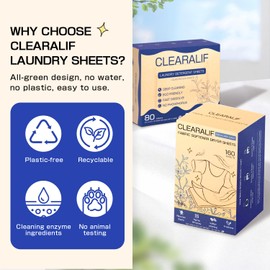 Clearalif All in One Laundry Detergent Sheets Kit, Fresh Linen Scent, 160 Loads Laundry Sheets + 160 Drying Sheets, Laundry Set Great for Travel, Softener Sheets Eco Package Friendly & Hypoallergenic