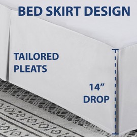 Cathay Home Falda de Cama Plisada de Microfibra de Doble Cepillado de fácil Ajuste, Ultra Suave, Resistente a la decoloración y a Las Arrugas, Color Blanco, King