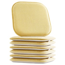 Elegant Comfort 6 Pack Chair Cushion Covers - Skid-Proof Rubber Backing - 16 x 16 Inch - Thick Dining Square Shape Seat Covers - Comfortable Textured Chair Pads with Ties - Chevron Pattern, Yellow