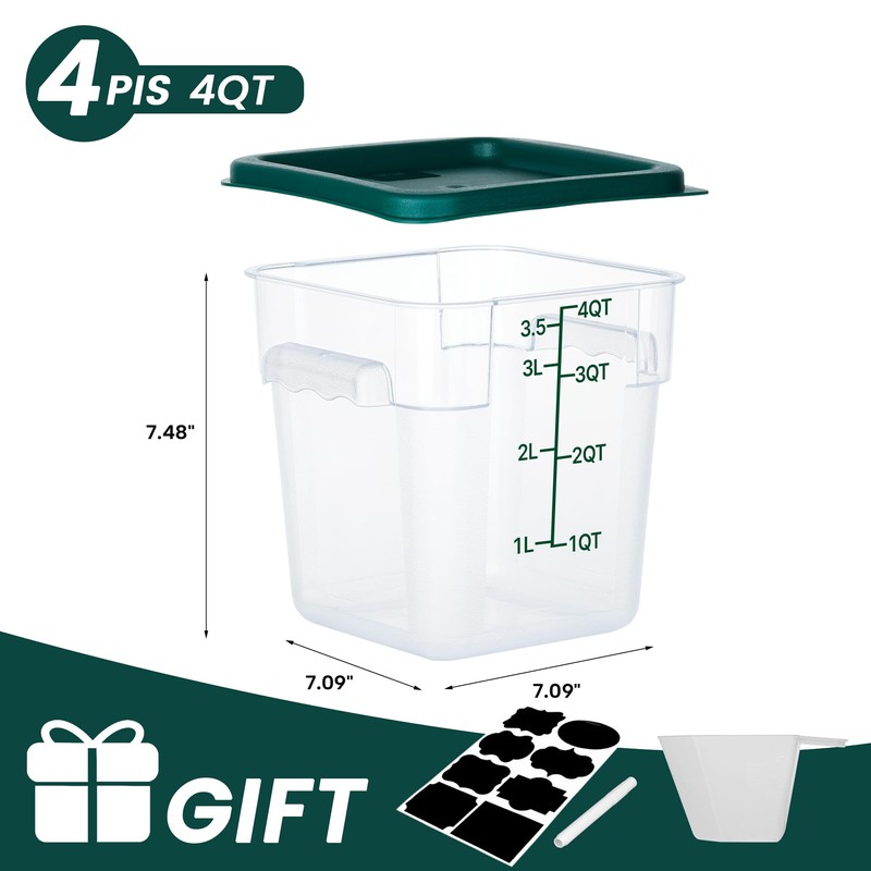 BIEAMA 4 Pack Food Storage Containers with Lids, 4 Quart