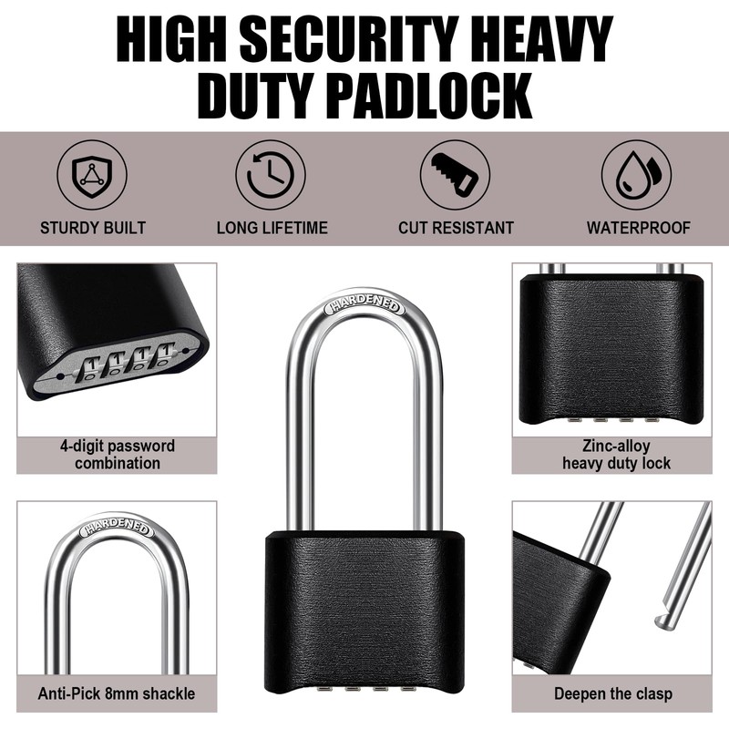 Heavy Duty Chain and Combination Lock Outdoor ，Gate Chain Lock
