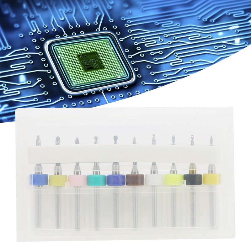 10Pcs Micro Drill Bit Set Cemented Carbide 1.2-2.1mm Printed Circuit