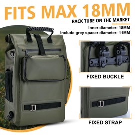 Goture 3 IN 1 Bike Pannier Bag 25L Fishing Tackle Bag with Exhaust Valve, 500D PVC Bicycle Backpack With Stowable Mesh Pocket, Waterproof Panniers for Bicycles, Fishing, Kayaking, Boating Green