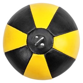 Bad Company Faux Leather Double End Ball with Elastic Tie Down Straps I 25 cm Diameter I Boxing Ball for Reflex and Boxing Training - Yellow
