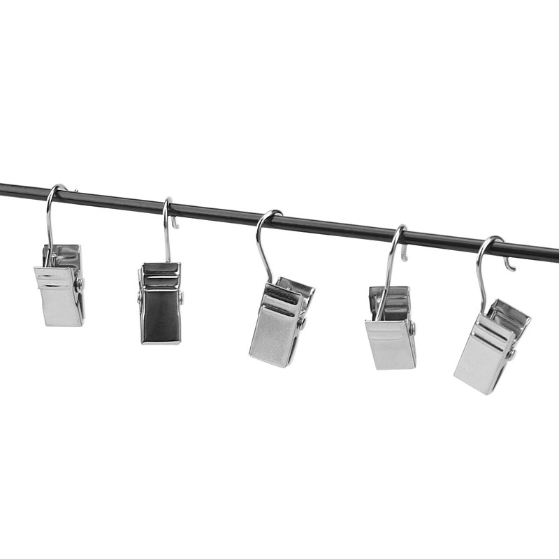 JOIKIT 100 PCS Curtain Clips with Hook, Silver Metal Curtain