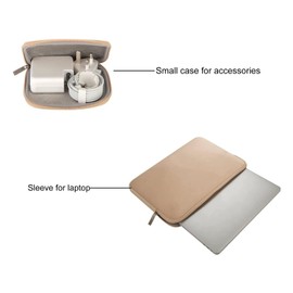 MOSISO Laptop Sleeve Compatible with MacBook Air/Pro, 13-13.3 inch Notebook, Compatible with MacBook Pro 14 inch M4 M3 M2 M1 Chip Pro Max 2024-2021, Neoprene Bag with Small Case, Apricot