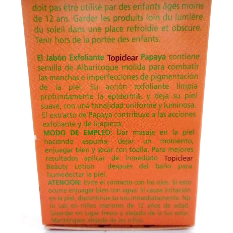 Topiclear Papaya Exfoliating Soap 7 oz by Topiclear