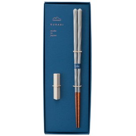 Kurabi Chopsticks & Chopsticks Rest Set, Dishwasher Safe, 9.1 inches (23 cm), Iron Gift Set, Made in Japan