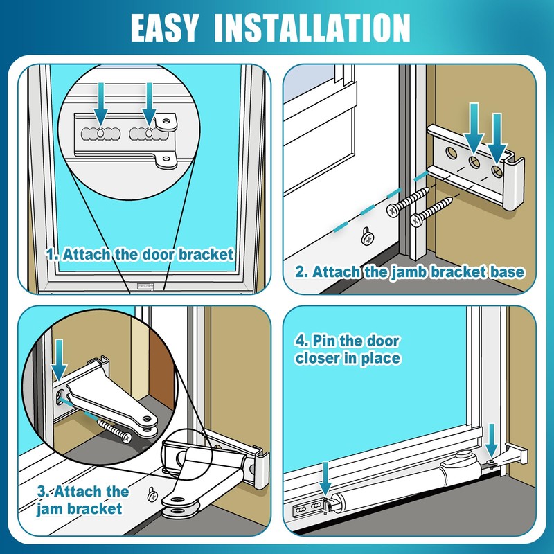 Dreyoo Storm Door Closer Kit Compatible with Andersen/Emco/Larson/40201/Pella, Screen Door