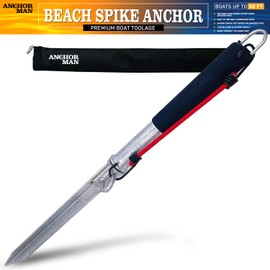 Anchor-Man Sand Spike Anchor (Up to 30ft)- Secures PWCs, Medium to Large Boats, Kayaks, Canoes, Jet Skis & Multipurpose - Pure Carbon Steel and is 100% Hot Dipped Galvanized with Rubber-Coated Handle
