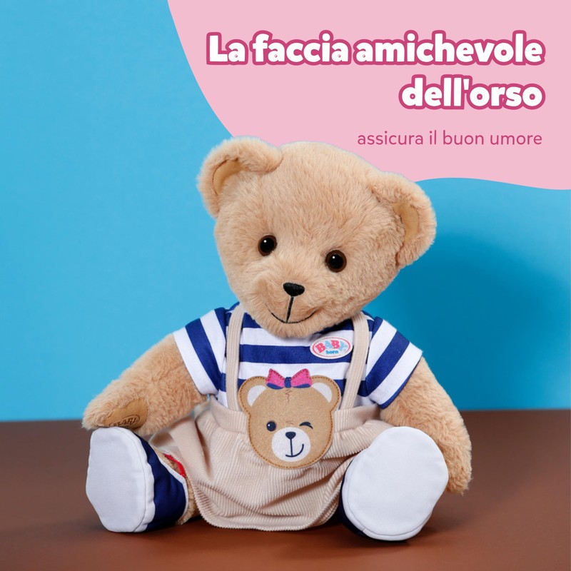 BABY born Teddy Abito a righe con applicazione di orsetto