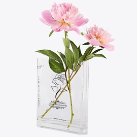 Clear Book Vase,Book Flower Vase,Acrylic Clear Book Shaped Vase with Flower Printed Bookshelf Decor for Floral Arrangement,Table Decorations Centerpiece,Home Decor without Flowers