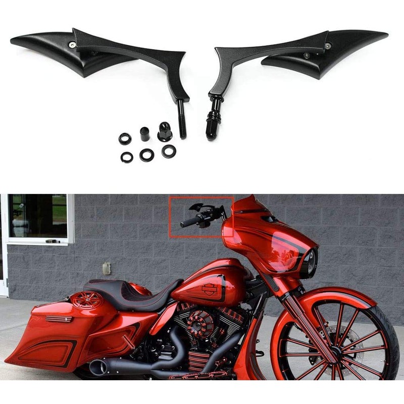 ANCLLO Motorcycle Aluminum Blade Universal Rearview Side Mirrors Silverado End